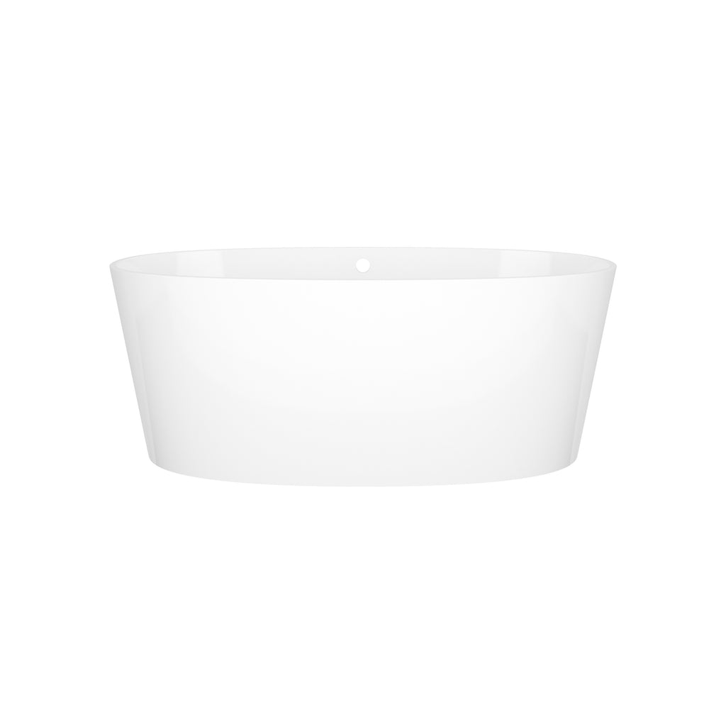 Bañera IOS de Victoria + Albert en piedra volcánica blanca, vista en ángulo sobre fondo blanco — Con rebosadero
