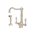 Rohl Acqui Mezcladora de Cocina de Dos Manijas con Aspersor Lateral - Níquel Satinado