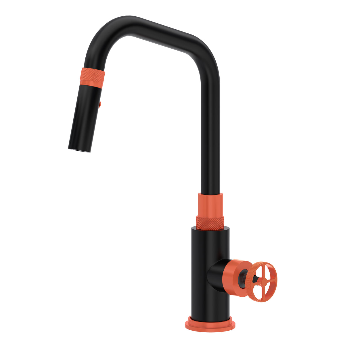 Rohl Campo Mezcladora de Cocina Extraíble - Negro Mate / Naranja