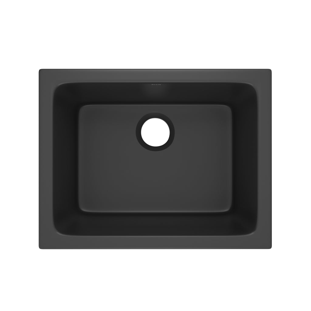 Rohl Allia Tarja Sencilla Bajocubierta de Fireclay para Cocina o Lavadero 24" - Negro Satinado