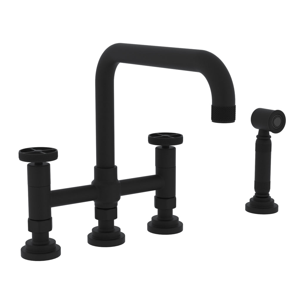 Rohl Campo Mezcladora de Cocina Tipo Puente con Aspersor Lateral - Negro Mate