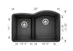 Blanco Diamond 1-3/4 Low Divide Reverse — Tarja de Silgranit
