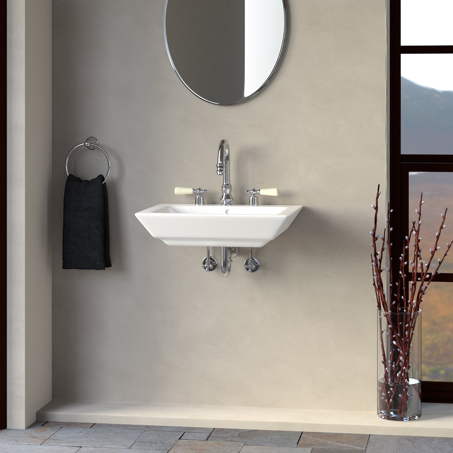 Barclay Opulence Basin – “His” — Lavabo de Pared Rectangular de Fireclay — imagen 4