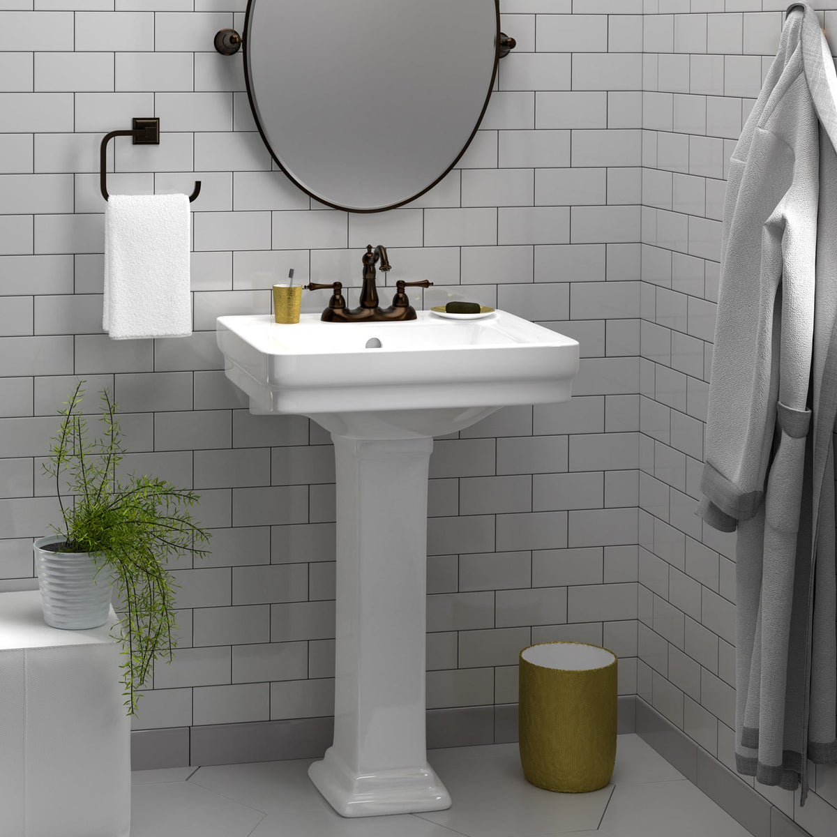 Barclay Sussex 550 — Lavabo con Pedestal Rectangular de Cerámica — imagen 7