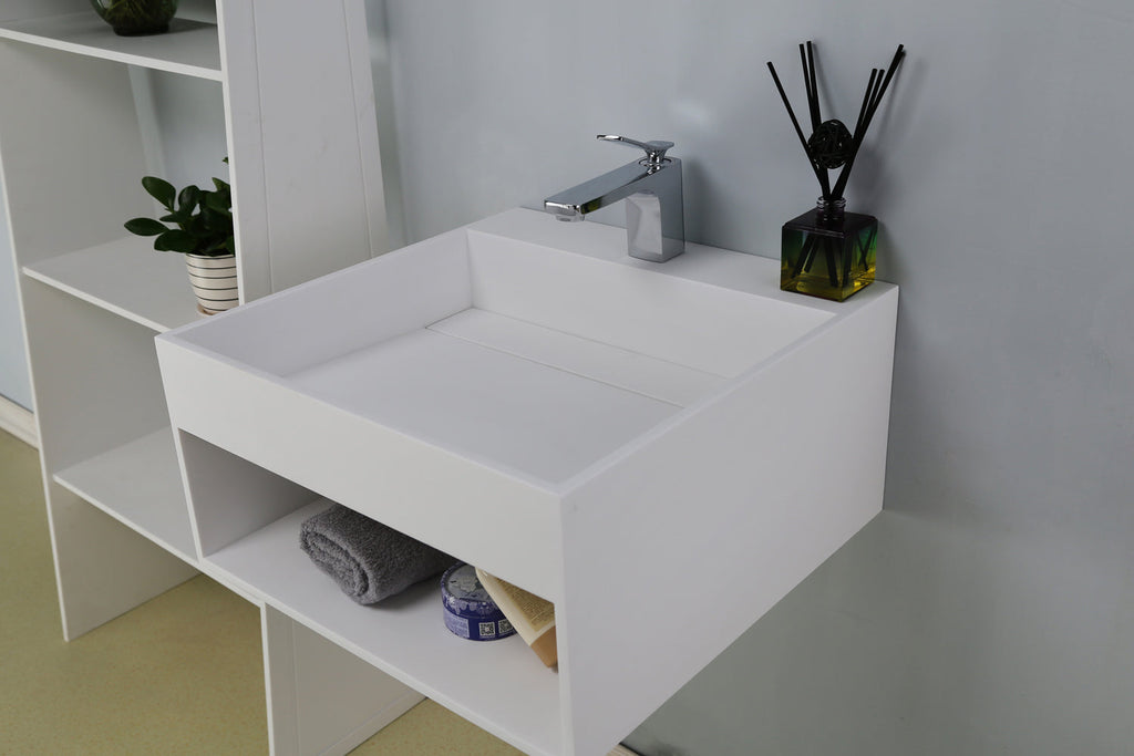 Barclay Simon — Lavabo de Pared Cuadrado de Resina de Piedra — imagen 3