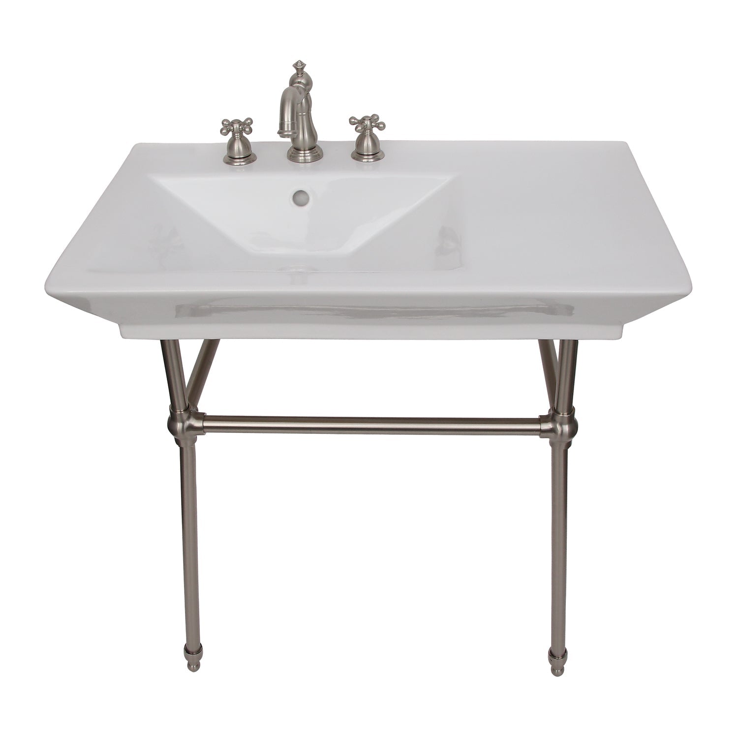 Barclay Opulence — lavabo tipo consola — Fresado 8" (widespread) / Níquel Cepillado