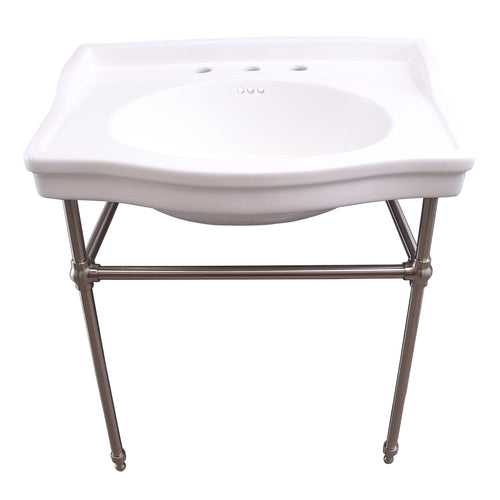 Barclay Ensal — lavabo tipo consola — Fresado 8" (widespread) / Níquel Cepillado