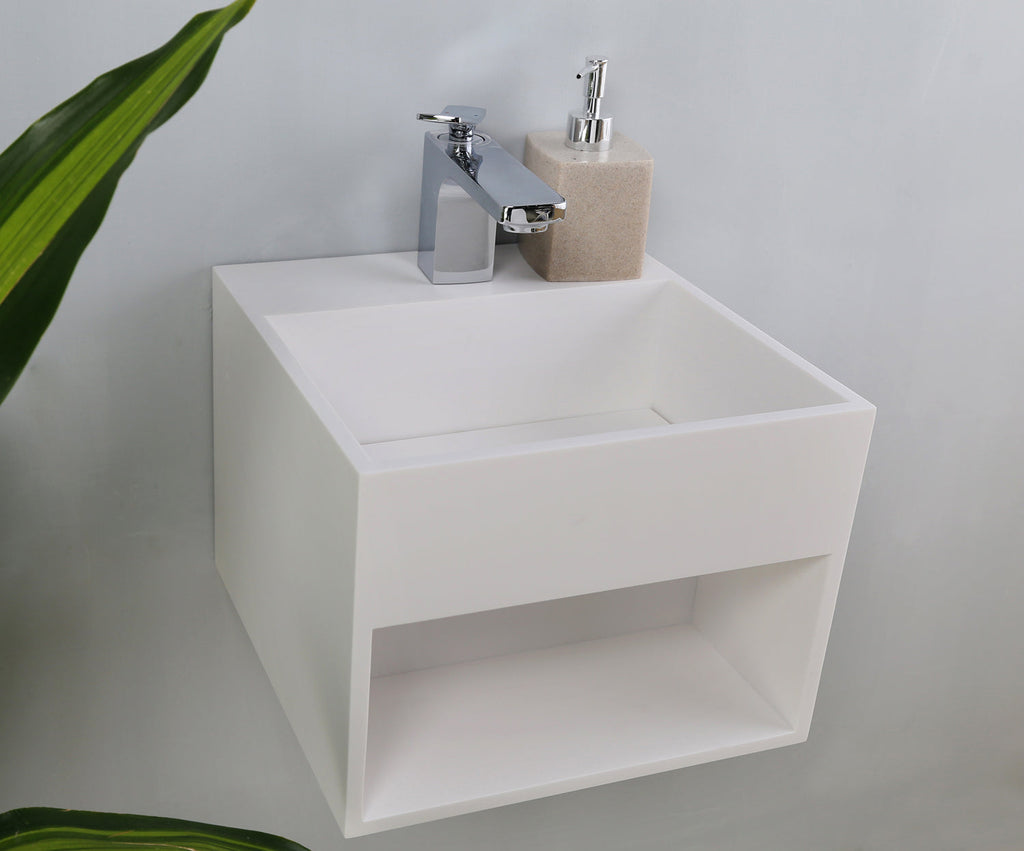 Barclay Sanders — Lavabo de Pared Cuadrado de Resina de Piedra — imagen 3