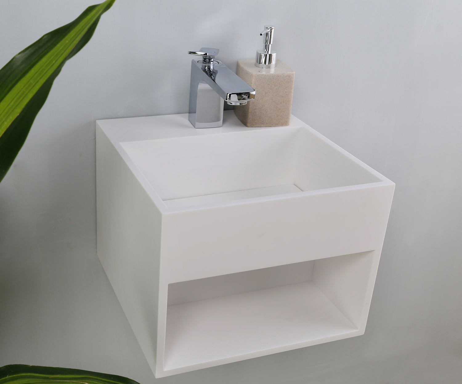 Barclay Sanders — Lavabo de Pared Cuadrado de Resina de Piedra — imagen 3