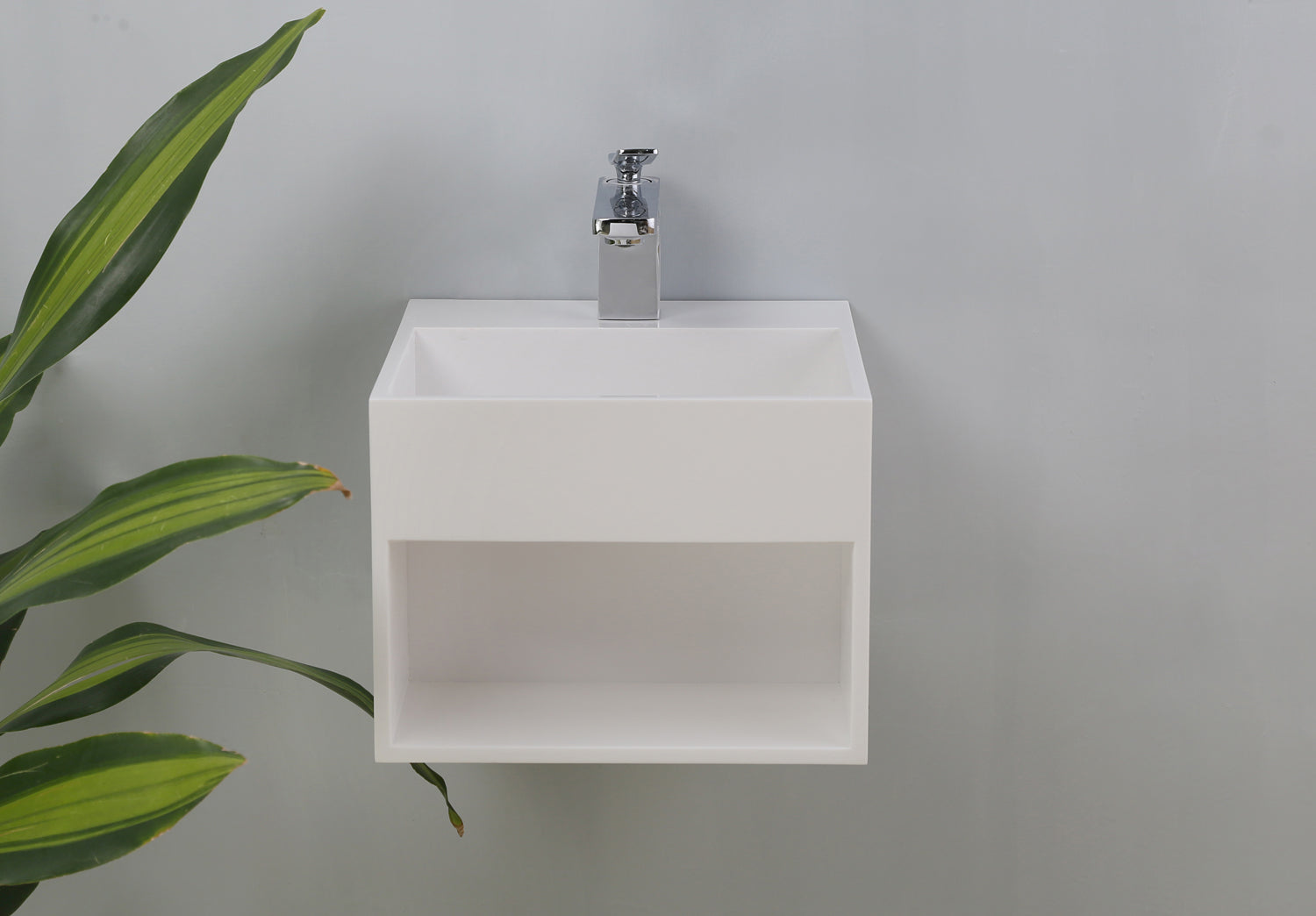 Barclay Sanders — Lavabo de Pared Cuadrado de Resina de Piedra — imagen 2