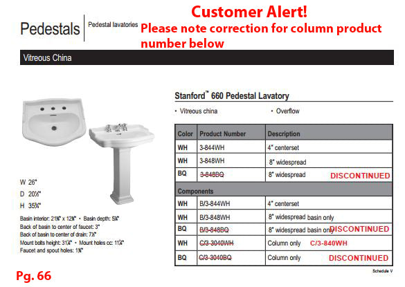 Barclay Stanford 660 — Lavabo con Pedestal Rectangular de Cerámica — imagen 5