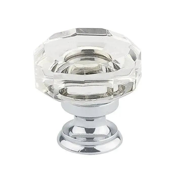 Emtek Perilla Lowell de Vidrio, 1-3/8" — Cromo Pulido