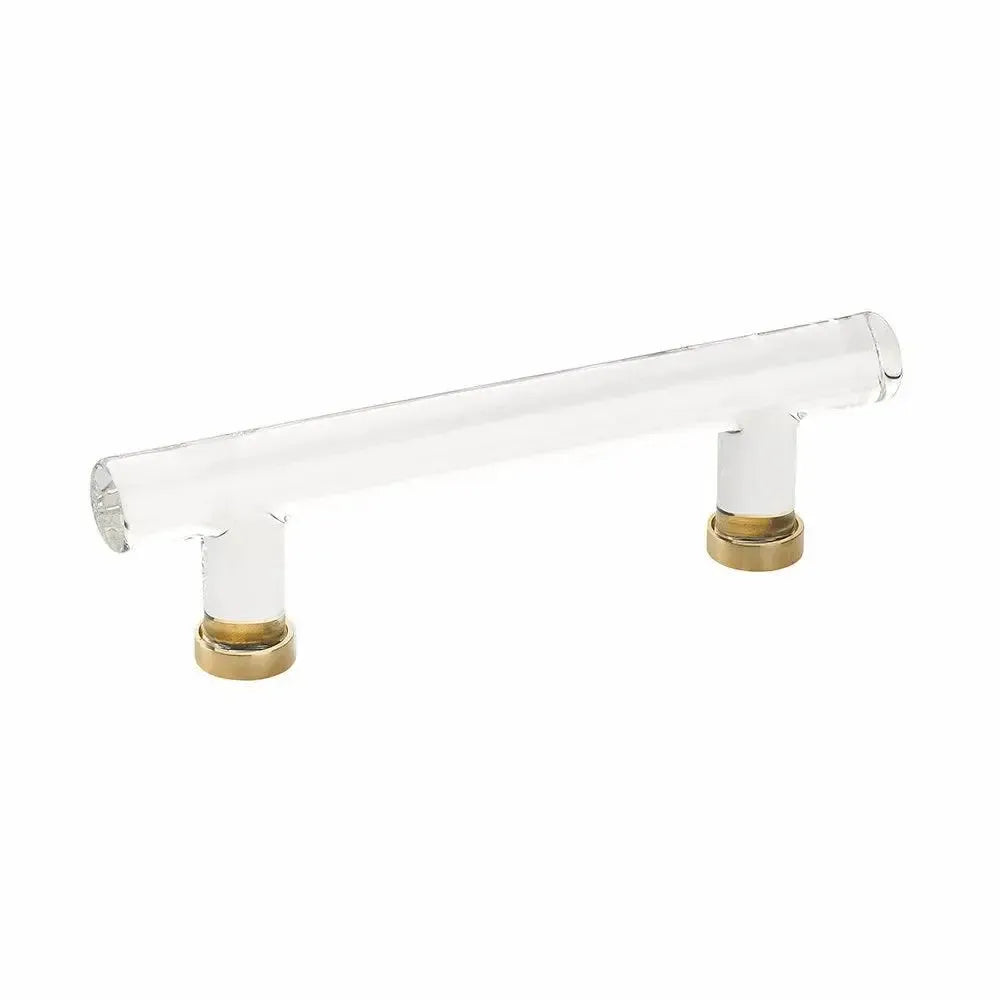 Emtek Jaladera de Barra Moderna de Vidrio, 4" cc — Latón sin Laca