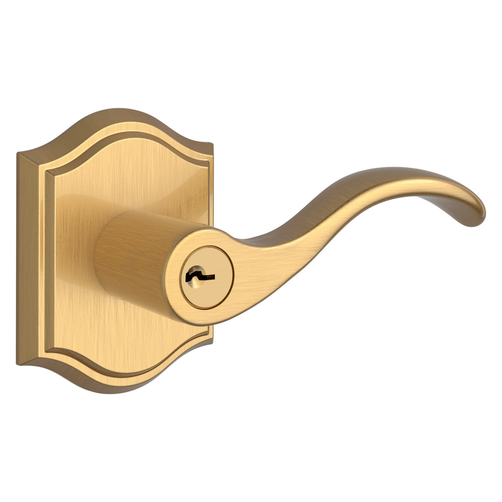 Baldwin Hardware Reserve Manija con Llave Curve — Latón satinado Lifetime — Traditional Arch — Entrada Derecha