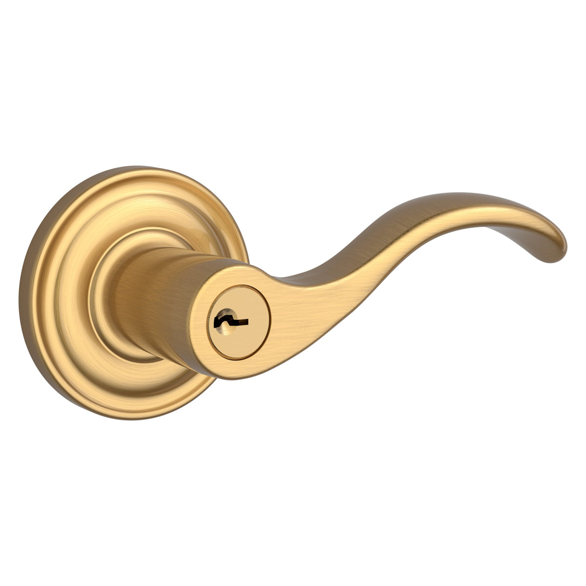 Baldwin Hardware Reserve Manija con Llave Curve — Latón satinado Lifetime — Traditional Round — Entrada Derecha