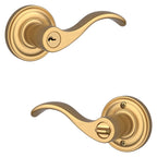 Baldwin Hardware Reserve Manija con Llave Curve — Latón satinado Lifetime — Traditional Round — Entrada Izquierda