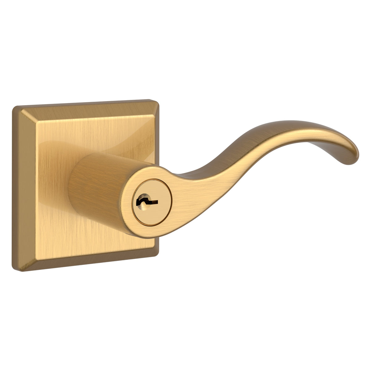 Baldwin Hardware Reserve Manija con Llave Curve — Latón satinado Lifetime — Traditional Square — Entrada Derecha