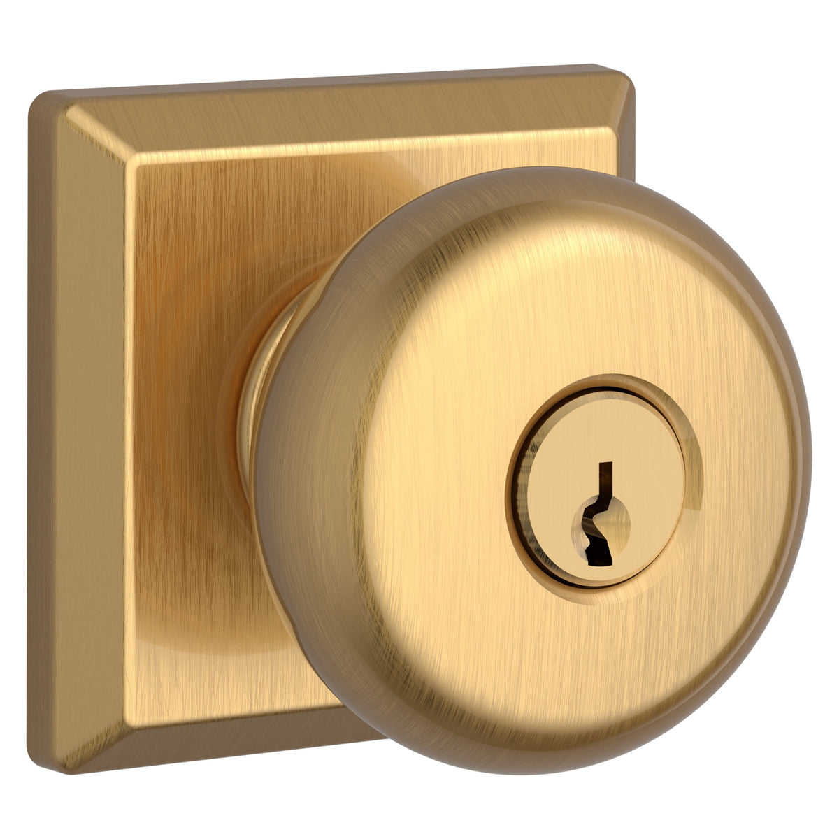 Baldwin Hardware Reserve Perilla con Llave Round — Latón satinado Lifetime — Traditional Square