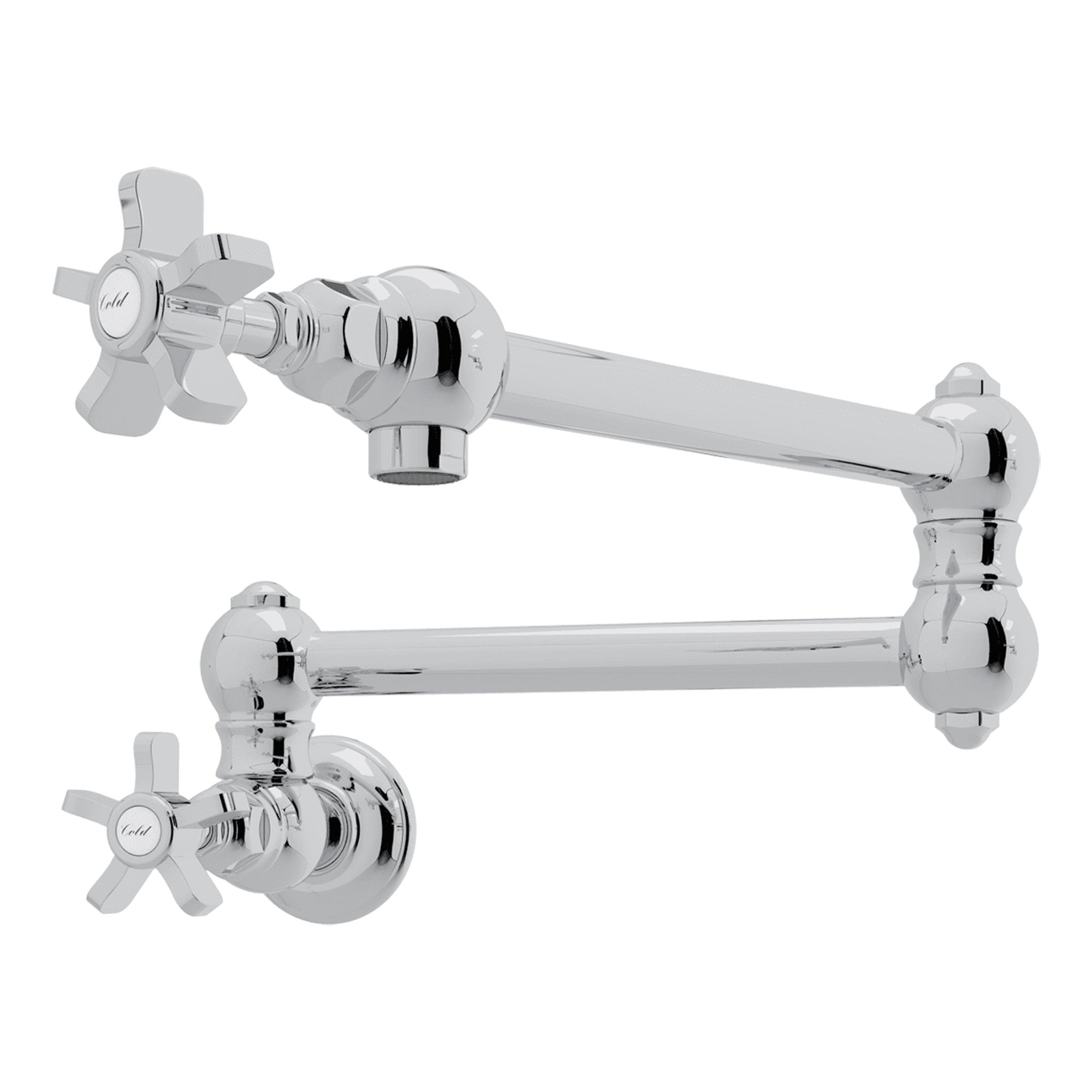 Rohl Llenador de Ollas de Pared con Brazo Abatible - Manija de Cruz de Cinco Radios - Cromo Pulido