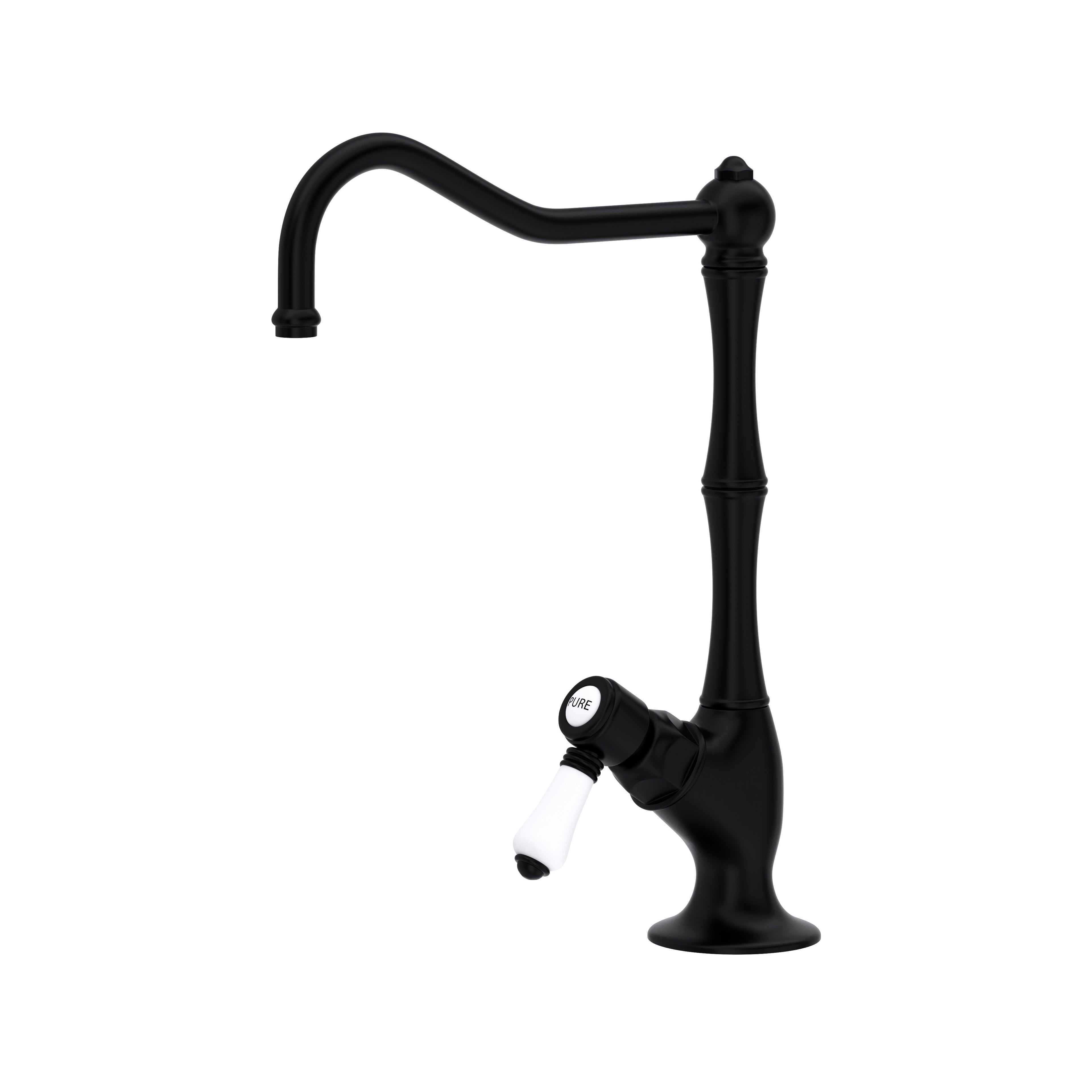 Rohl Acqui Mezcladora Filtradora de Cocina - Palanca de Porcelana Blanca - Negro Mate