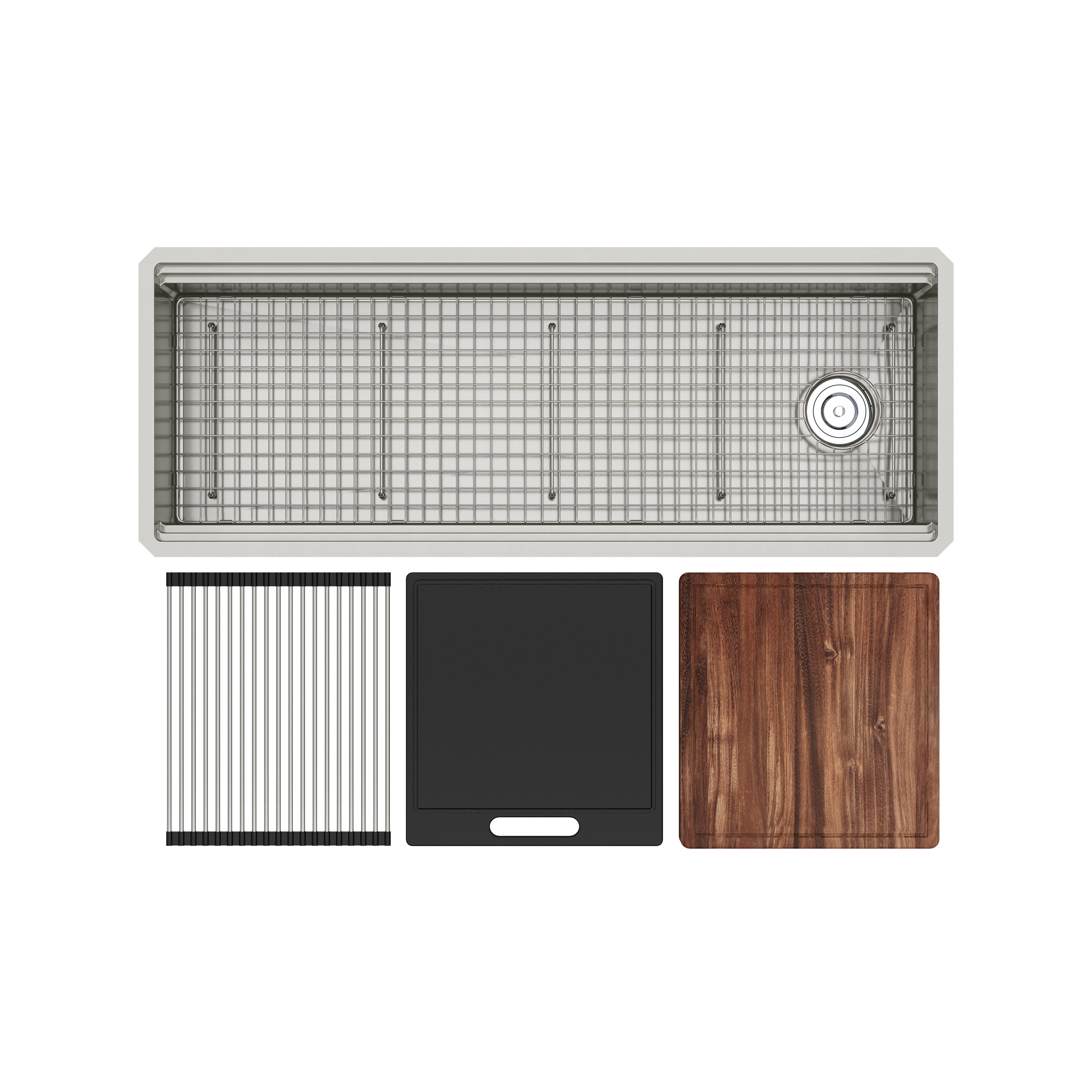 Rohl Culinario Tarja Workstation de Acero Inoxidable con Accesorios 50" - Acero Inoxidable Cepillado
