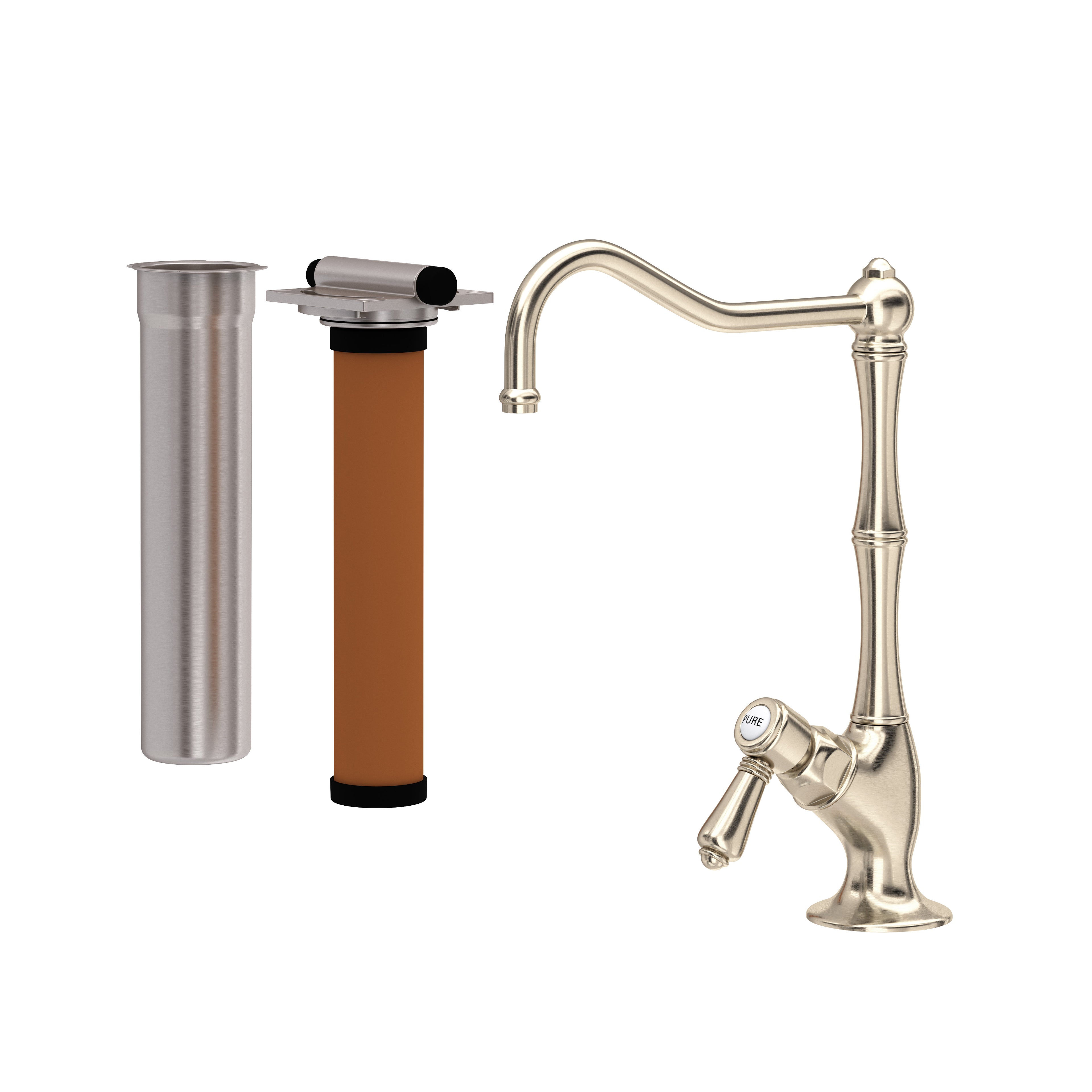 Rohl Acqui Kit de Mezcladora Filtradora de Cocina - Palanca de Metal - Níquel Satinado
