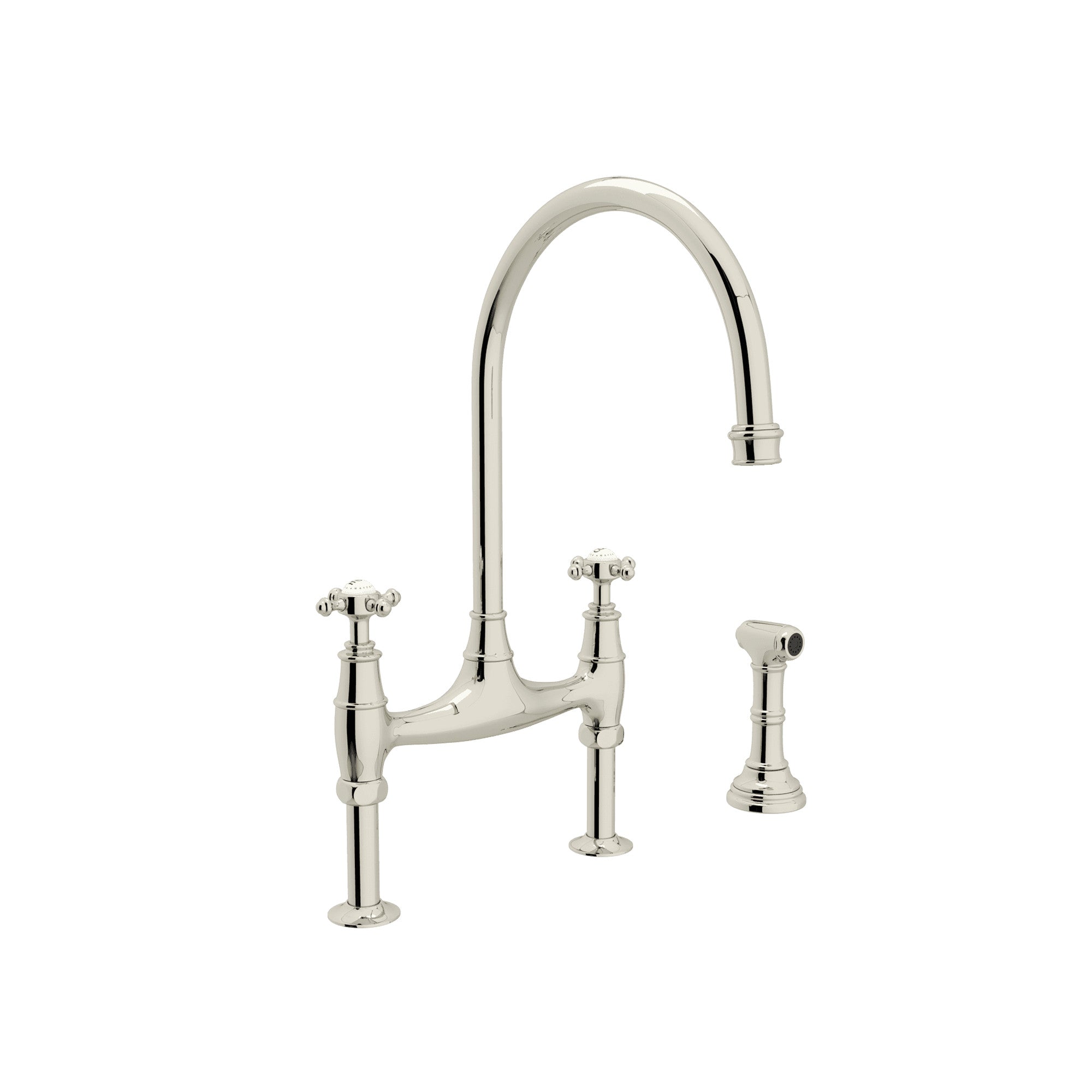 Rohl Georgian Era Mezcladora de Cocina Tipo Puente con Aspersor Lateral - Níquel Pulido