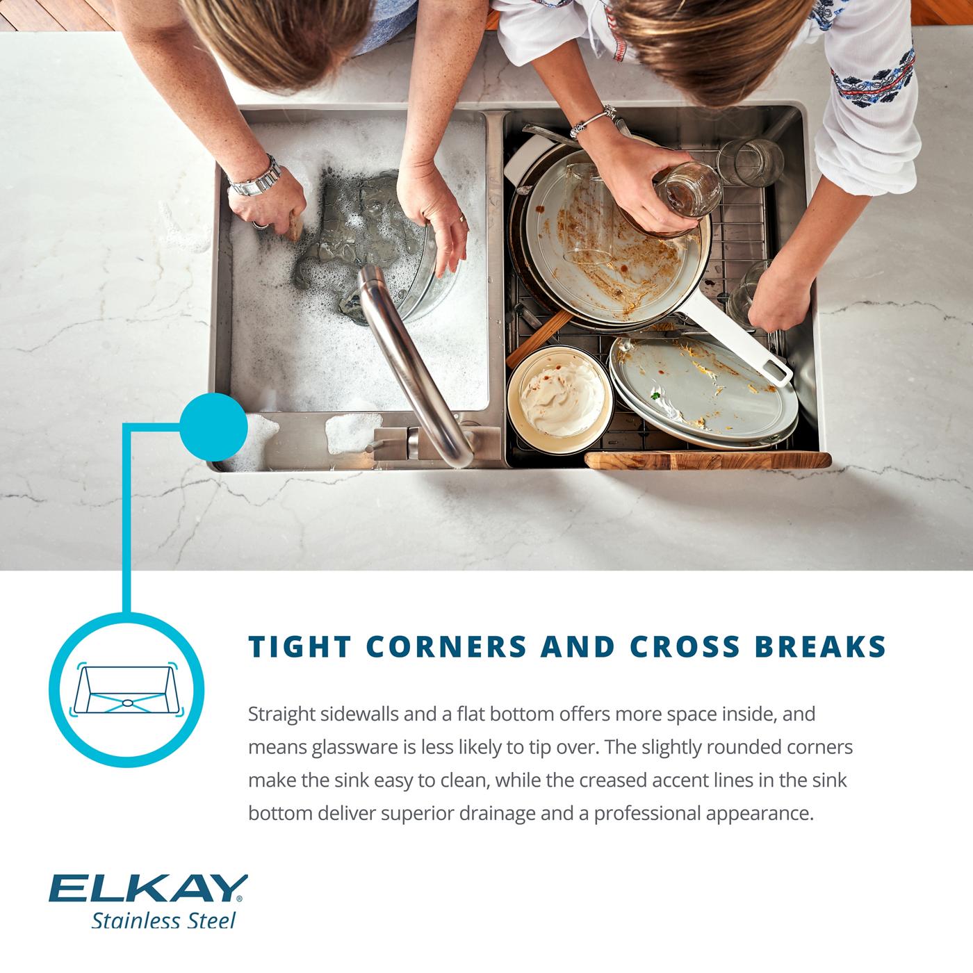Elkay Tarja Crosstown® Calibre 18 Acero Inoxidable 31-1/2" x 18-1/2" x 9" de Un Tazón Bajo Cubierta (Kit) with Faucet — ambiente de cocina