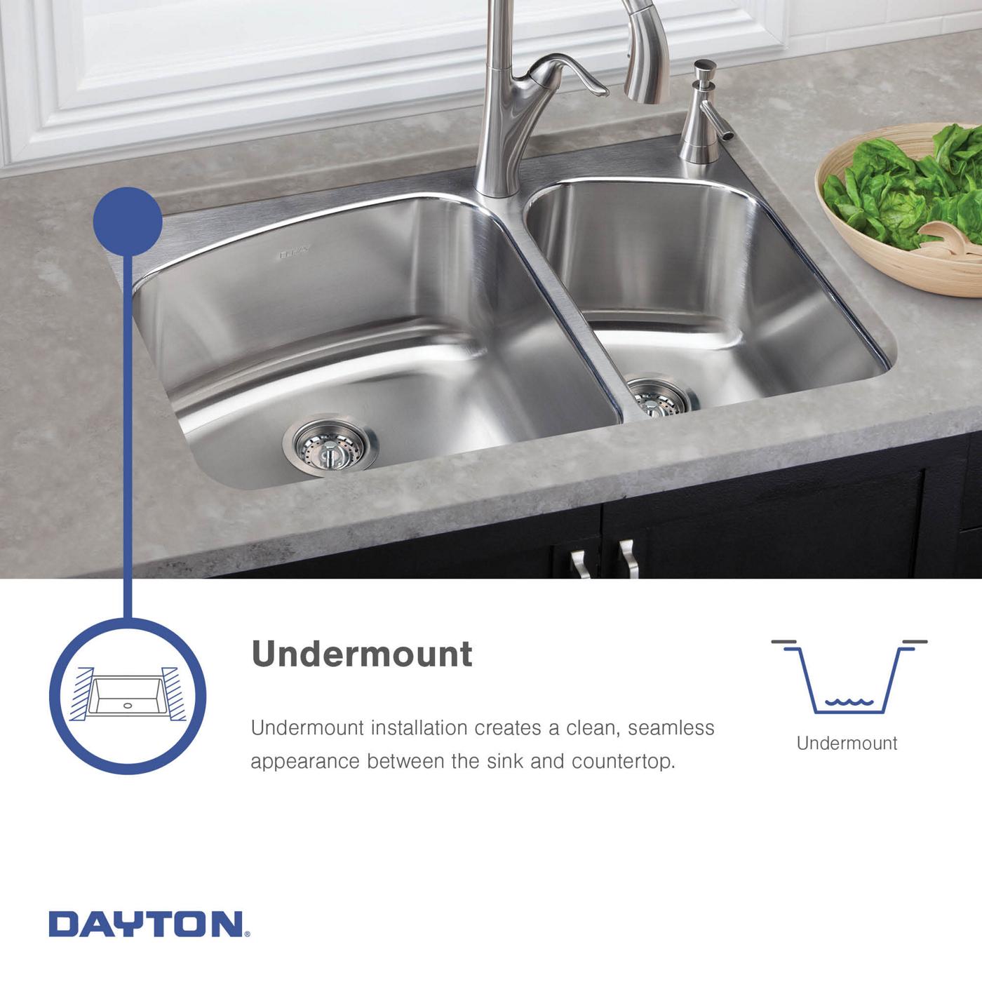 Elkay Tarja Dayton® Acero Inoxidable 30-1/2" x 18-1/4" x 8" de Un Tazón Bajo Cubierta — ambiente de cocina
