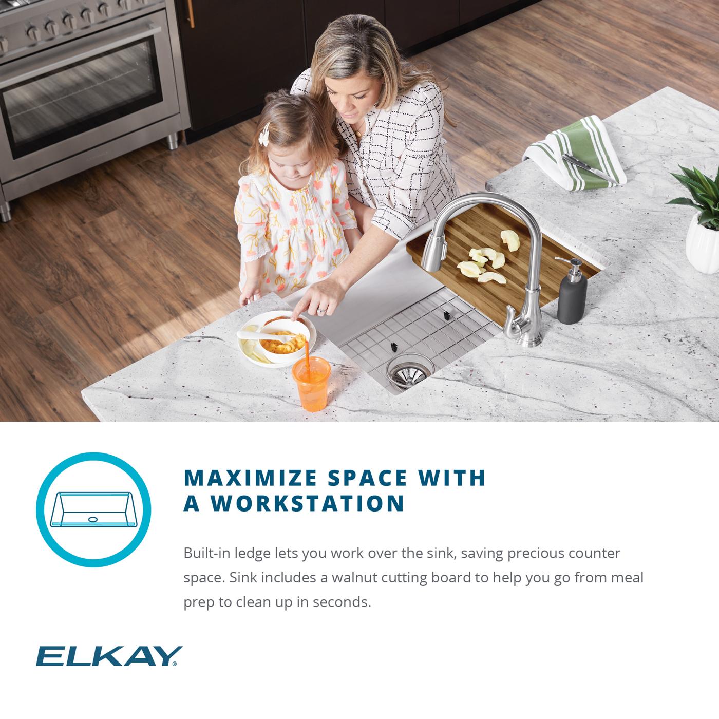 Elkay Tarja Fireclay 33" x 18-13/16" x 9-5/8" de Un Tazón Farmhouse (Kit) — ambiente de cocina