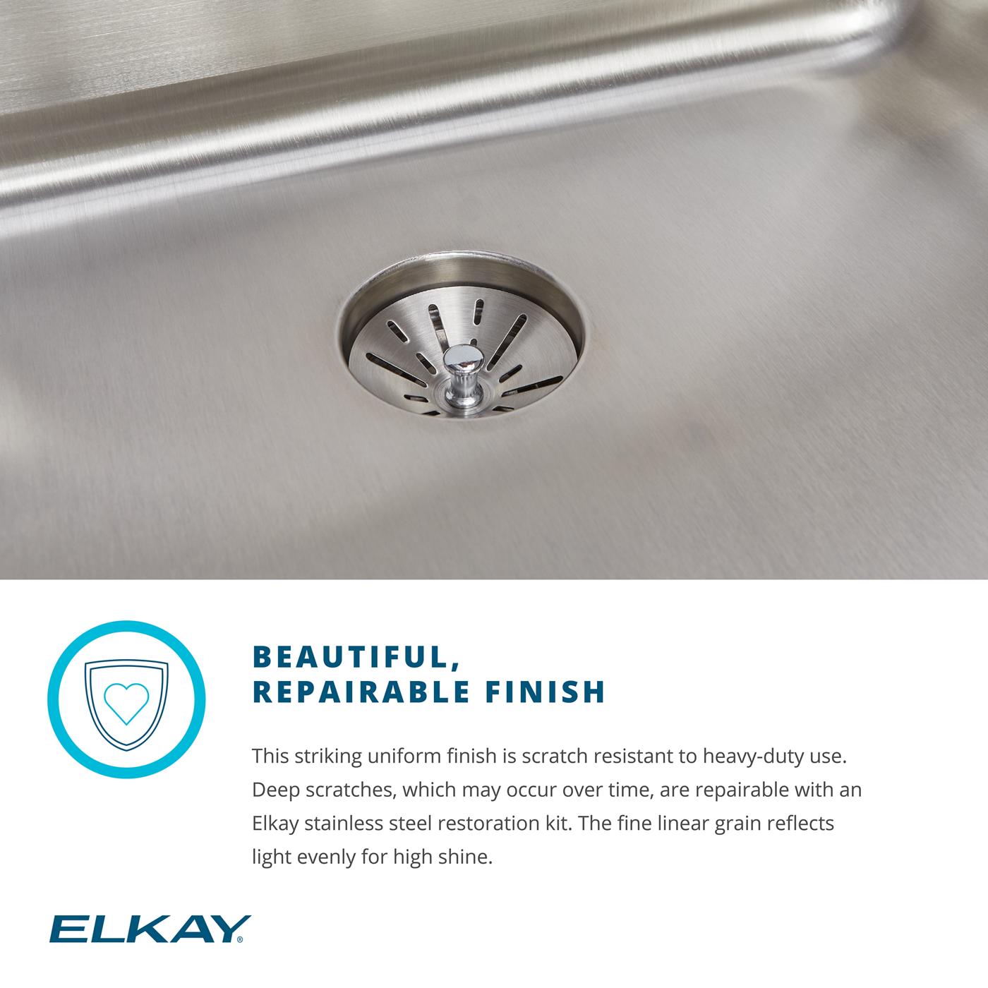 Elkay Tarja Lustertone® Classic Acero Inoxidable 14" x 18-1/2" x 4-3/8" de Un Tazón ADA Bajo Cubierta — ambiente de cocina