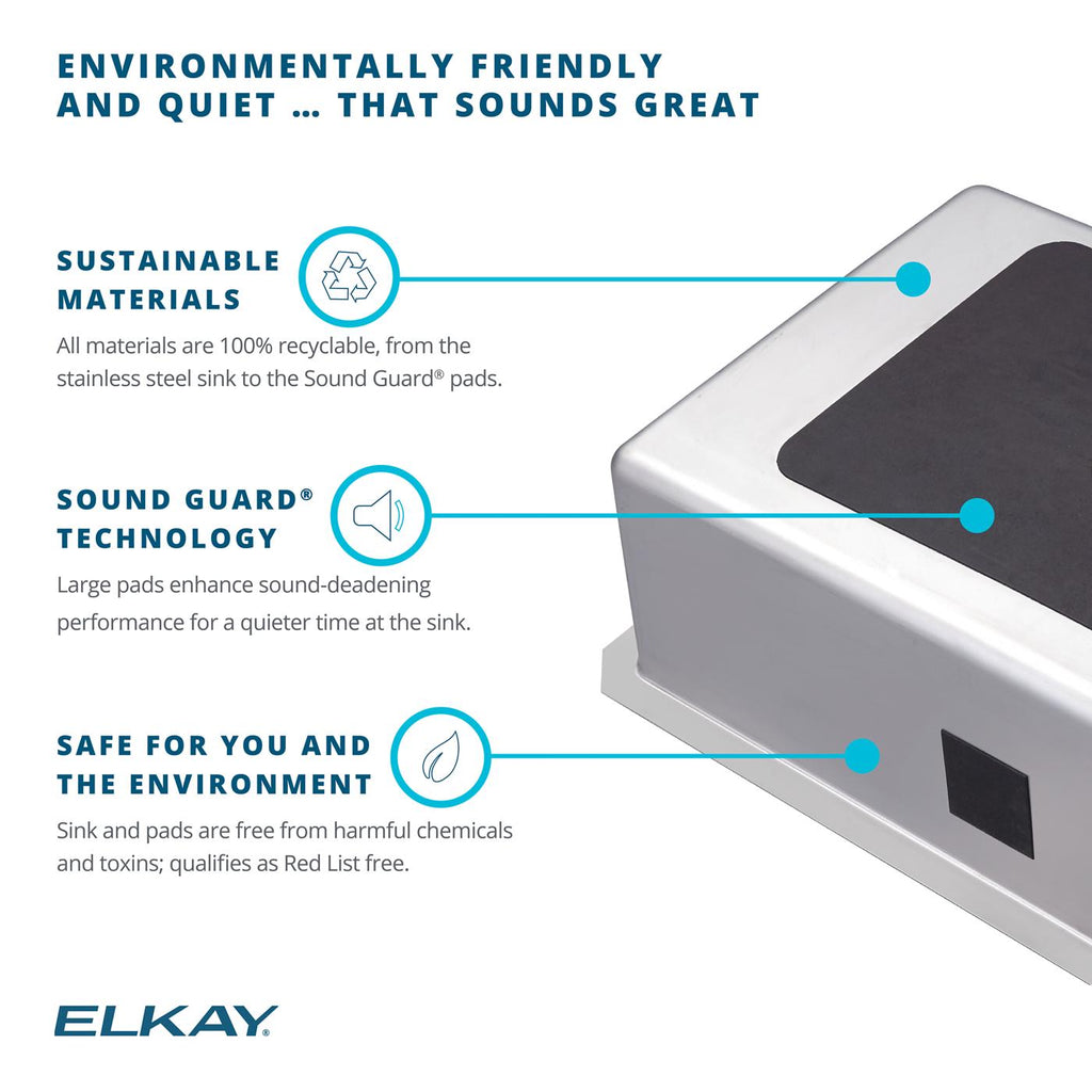 Elkay Tarja Lustertone® Classic Acero Inoxidable 30-1/2" x 18-1/2" x 11-1/2" de Un Tazón Bajo Cubierta — ambiente de cocina