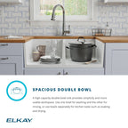 Elkay Tarja Fireclay 33" x 19-15/16" x 9" de Dos Tazones Iguales Farmhouse (Kit) — ambiente de cocina