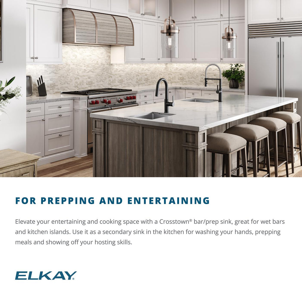 Elkay Tarja Crosstown® Calibre 18 Acero Inoxidable 13-1/2" x 18-1/2" x 9" de Un Tazón de Bar Bajo Cubierta — ambiente de cocina