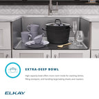 Elkay Tarja Crosstown® Calibre 18 Workstation Acero Inoxidable 25-1/2" x 18-1/2" x 9" de Un Tazón Bajo Cubierta (Kit) — ambiente de cocina