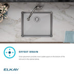 Elkay Tarja Crosstown® Calibre 18 Acero Inoxidable 22-1/2" x 18-1/2" x 9" de Un Tazón Bajo Cubierta (Kit con Llave Rejilla de Fondo y Drenaje) — ambiente de cocina