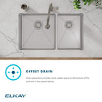Elkay Tarja Crosstown® Calibre 18 Acero Inoxidable 31-1/2" x 18-1/2" x 9" 60/40 de Dos Tazones Bajo Cubierta (Kit con Llave Rejilla de Fondo y Drenaje) — ambiente de cocina