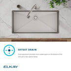 Elkay Tarja Crosstown® Calibre 18 Acero Inoxidable 36-1/2" x 18-1/2" x 9" de Un Tazón Bajo Cubierta (Kit con Llave y Drenaje) — ambiente de cocina
