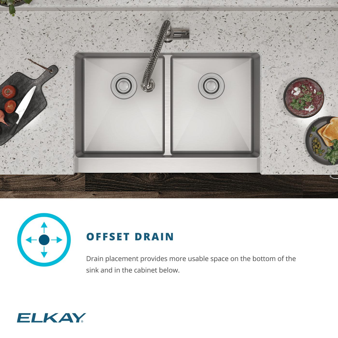 Elkay Tarja Crosstown® Calibre 18 Workstation Acero Inoxidable 31-1/2" x 18-1/2" x 9" de Dos Tazones Iguales Bajo Cubierta (Kit con Llave) con Aqua Divide — ambiente de cocina