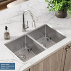 Elkay Tarja Crosstown® Calibre 18 Acero Inoxidable 31-1/2" x 18-1/2" x 9" de Dos Tazones Iguales Bajo Cubierta (Kit) — ambiente de cocina