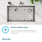 Elkay Tarja Crosstown® Calibre 18 Acero Inoxidable 31-1/2" x 18-1/2" x 9" de Un Tazón Bajo Cubierta (Kit con Llave y Drenaje) — ambiente de cocina