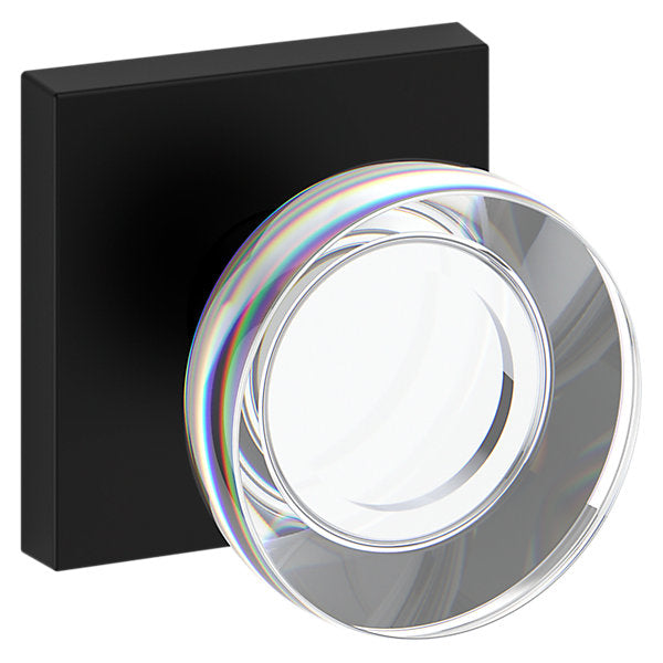 Baldwin Hardware Reserve Perilla Contemporary Crystal — Negro satinado — Contemporary Square — Dummy completo