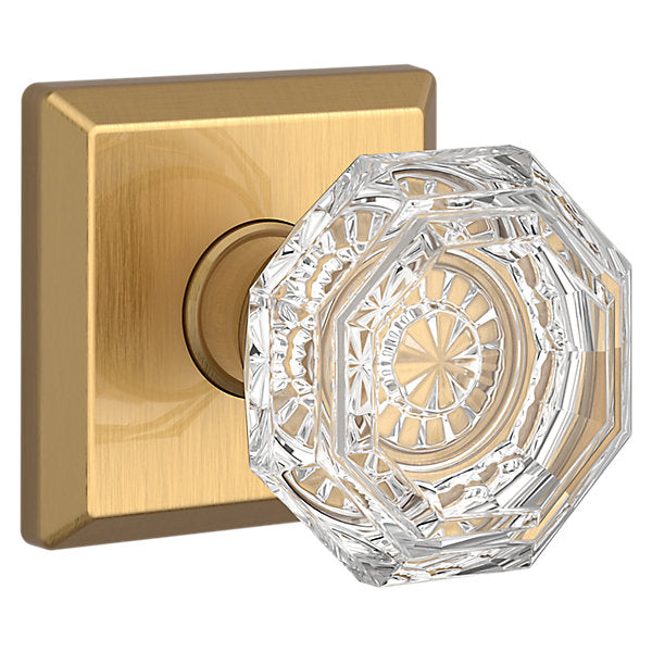 Baldwin Hardware Reserve Perilla Crystal — Latón satinado Lifetime — Traditional Square — Dummy completo
