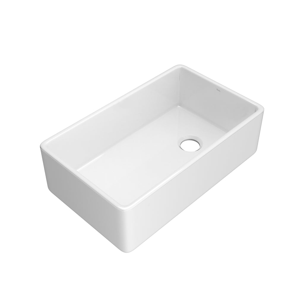 Rohl Allia Tarja de Cocina Farmhouse de Fireclay Sencilla 32" - Blanco