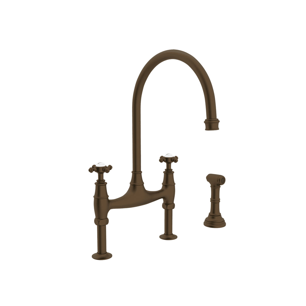 Rohl Georgian Era Mezcladora de Cocina Tipo Puente con Aspersor Lateral - Bronce Inglés