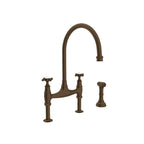 Rohl Georgian Era Mezcladora de Cocina Tipo Puente con Aspersor Lateral - Bronce Inglés