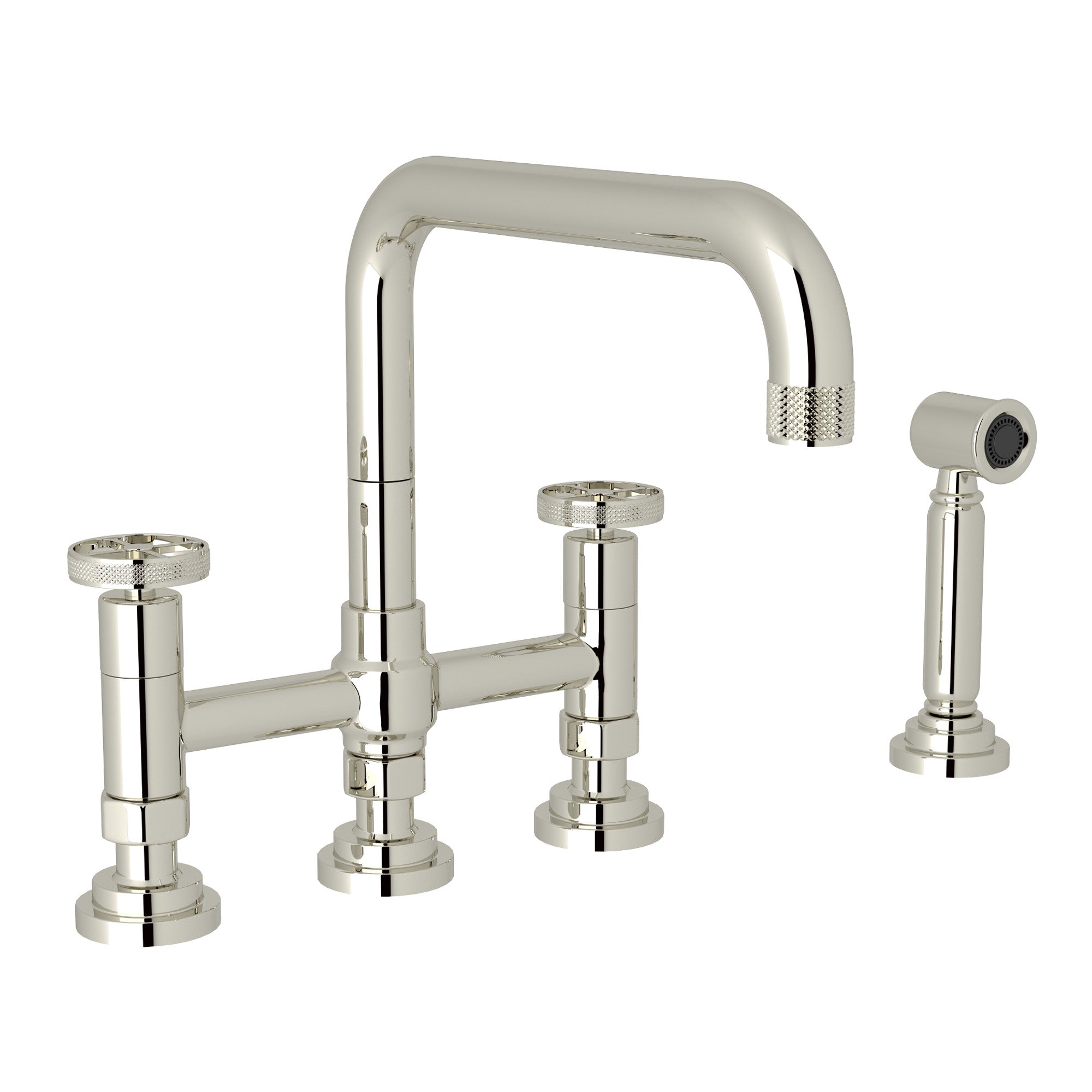 Rohl Campo Mezcladora de Cocina Tipo Puente con Aspersor Lateral - Níquel Pulido
