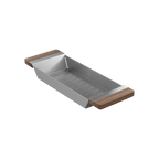 Julien · Colador Deslizante con Asas de Madera — Nogal / 6″ × 17⅜″ · tarja Fira · alto 2¼″