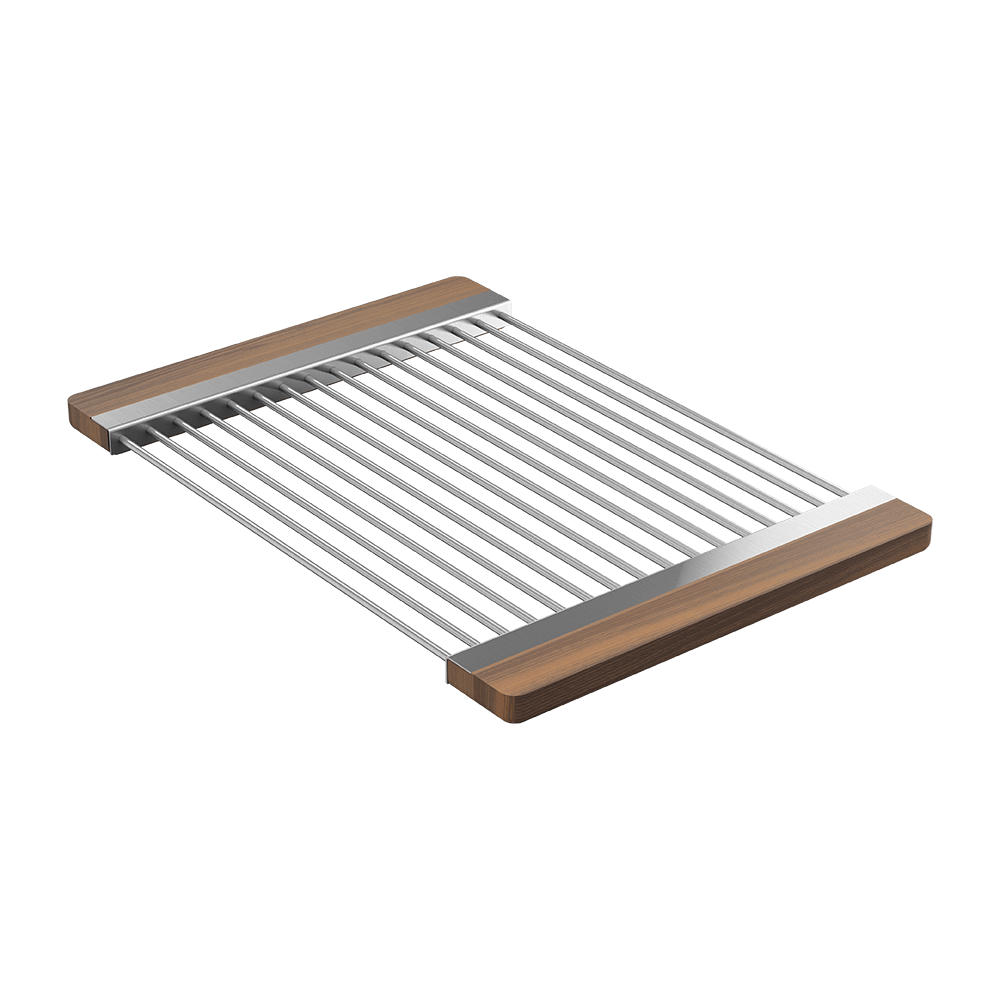 Julien · Escurridor Deslizante con Asas de Madera — Nogal / 12″ × 17⅜″ · tarja Fira