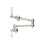 Rohl Llenador de Ollas de Pared con Brazo Abatible - Palanca de Porcelana Blanca - Níquel Pulido